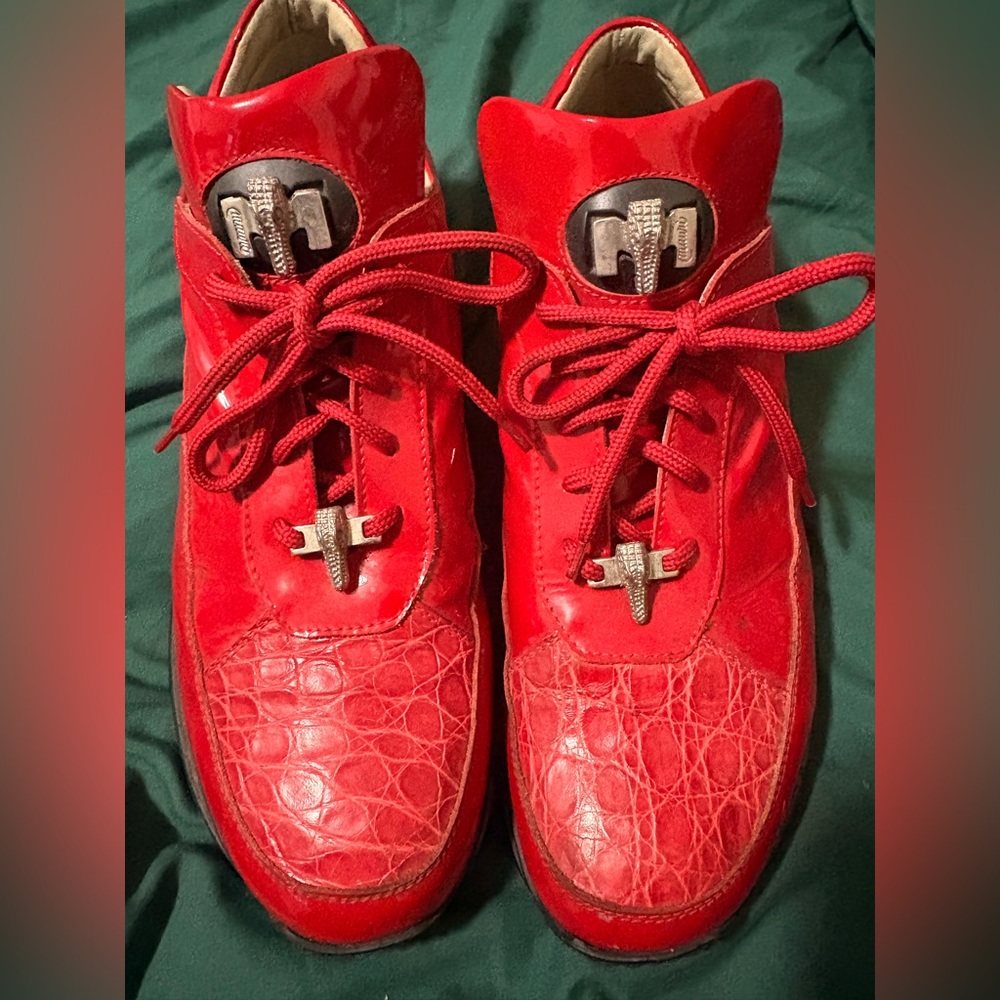 Mauri M770 Red Crocodile Black Sole Sneakers